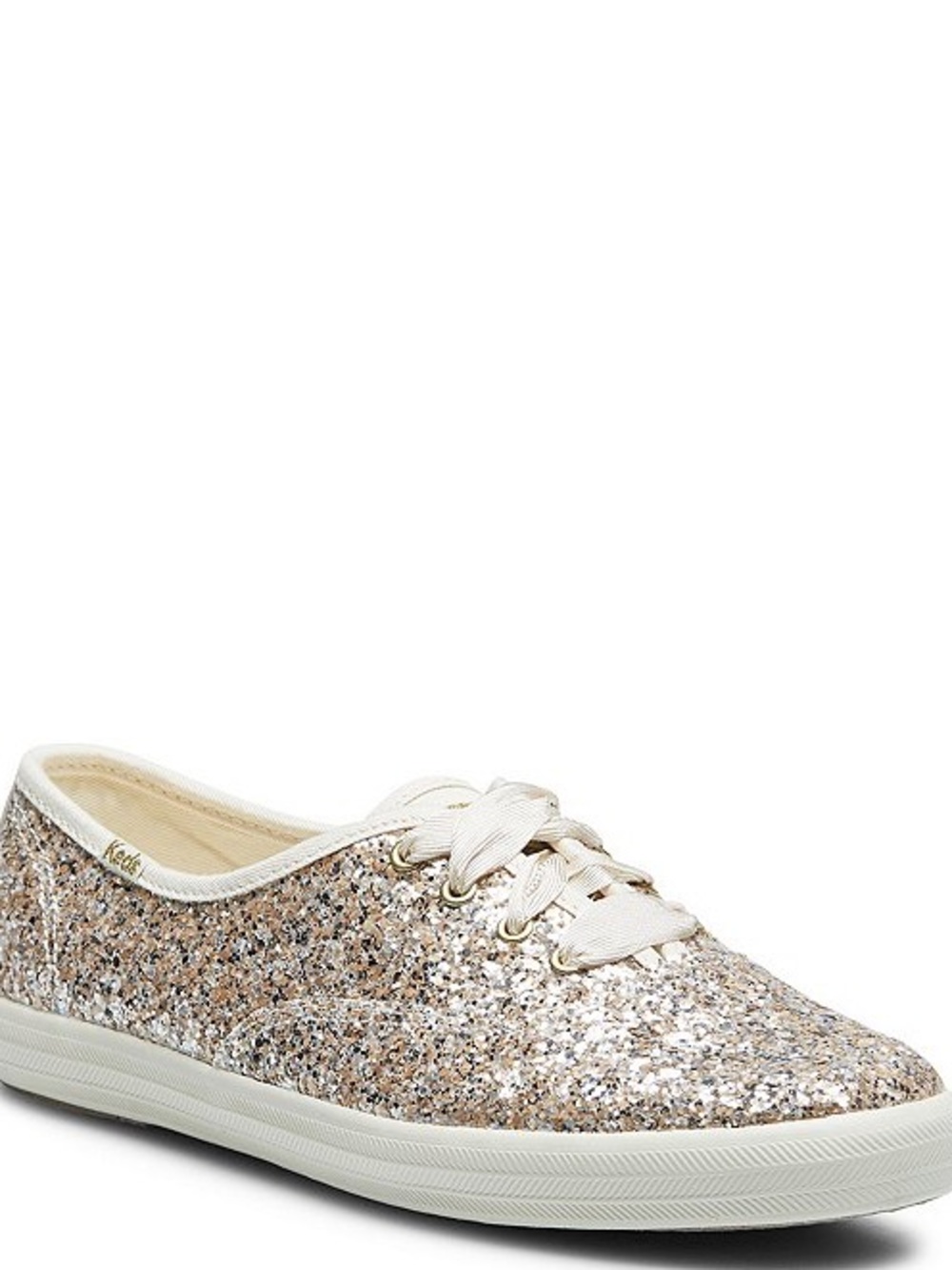 kate spade Glitter Lace-Up Women's Sneaker in Gold and Cream